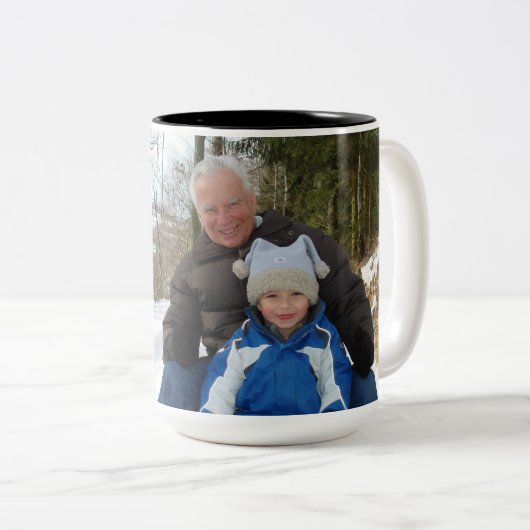 Custom Ik hou van je Opa Foto Tweekleurige Koffiemok (Voorkant rechts)