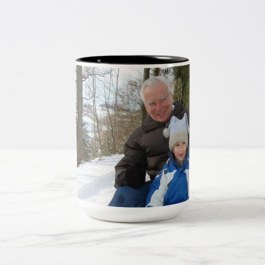 Custom Ik hou van je Opa Foto Tweekleurige Koffiemok (Center)