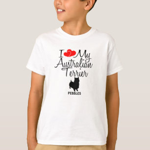 Custom Ik hou van mijn Australische Terrier T-shirt