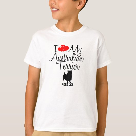 Custom Ik hou van mijn Australische Terrier T-shirt (Voorkant)