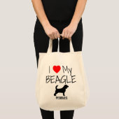Custom Ik hou van mijn Beagle Canvas tas (Voorkant (product))