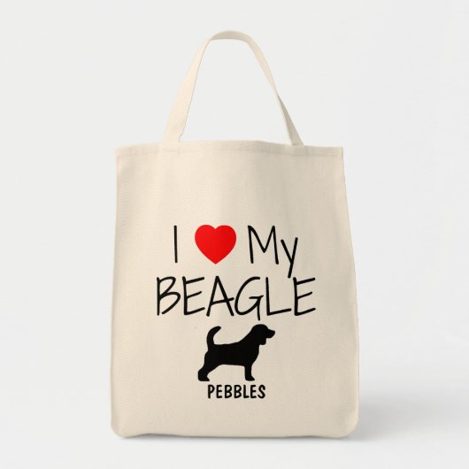 Custom Ik hou van mijn Beagle Canvas tas (Voorkant)
