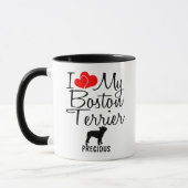 Custom Ik hou van mijn Boston Terrier Mok (Links)