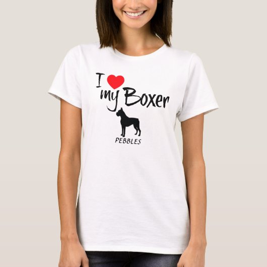 Custom Ik hou van mijn Boxer T-shirt (Voorkant)
