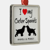 Custom Ik hou van mijn Cocker Spaniels Metalen Ornament (Rechts)