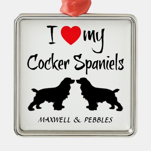 Custom Ik hou van mijn Cocker Spaniels Metalen Ornament (Voorkant)