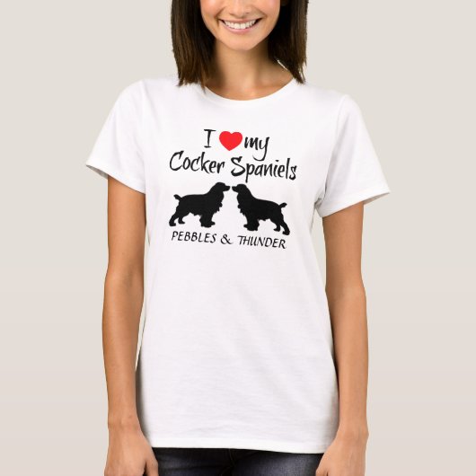 Custom Ik hou van mijn Cocker Spaniels T-shirt (Voorkant)