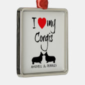 Custom Ik hou van mijn Corgis Metalen Ornament (Rechts)