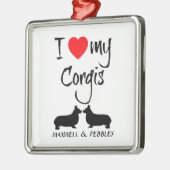 Custom Ik hou van mijn Corgis Metalen Ornament (Links)