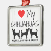 Custom Ik hou van mijn drie Chihuahua honden Metalen Ornament (Links)