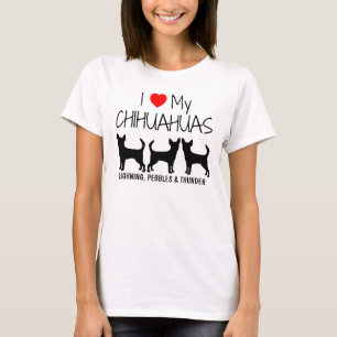 Custom Ik hou van mijn drie Chihuahua's T-shirt