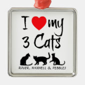Custom Ik hou van mijn drie katten Metalen Ornament (Voorkant)