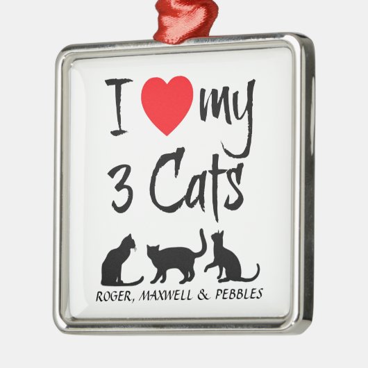Custom Ik hou van mijn drie katten Metalen Ornament (Links)