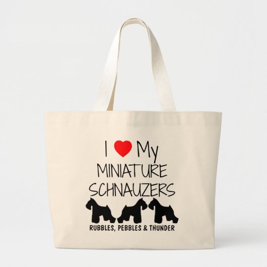 Custom Ik hou van mijn drie miniatuur Schnauzers Grote Tote Bag (Voorkant)