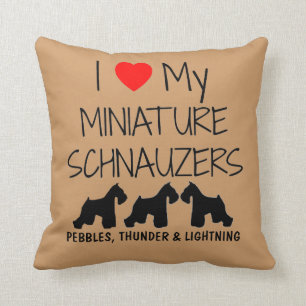 Custom Ik hou van mijn drie miniatuur Schnauzers Kussen