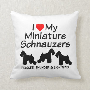Custom Ik hou van mijn drie miniatuur schnauzers Kussen
