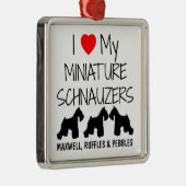 Custom Ik hou van mijn drie miniatuur Schnauzers Metalen Ornament (Rechts)