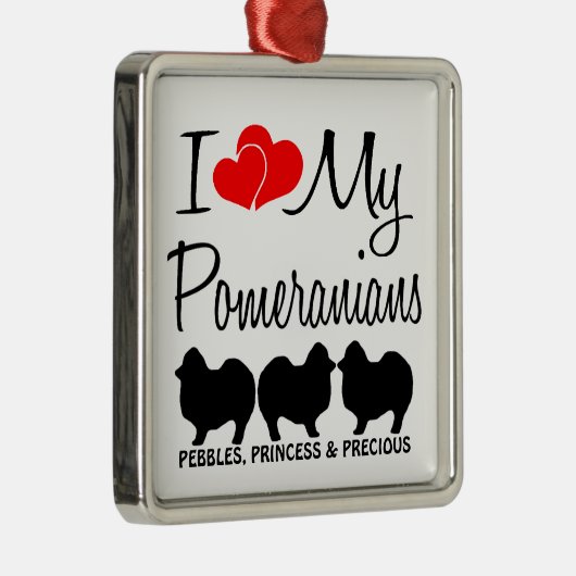 Custom Ik hou van mijn drie Pomeranians Ornament (Rechts)