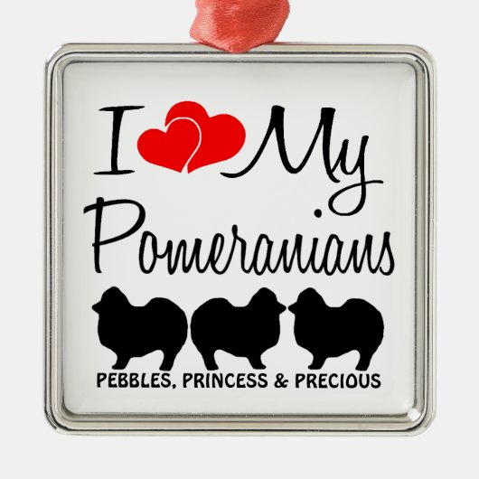Custom Ik hou van mijn drie Pomeranians Ornament (Voorkant)
