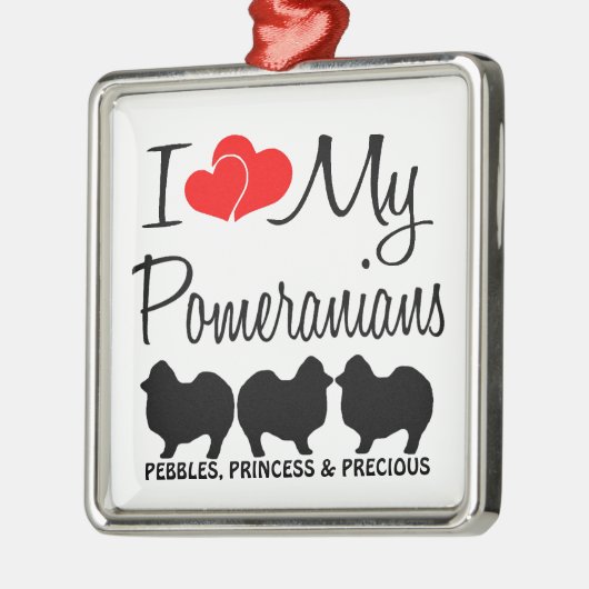 Custom Ik hou van mijn drie Pomeranians Ornament (Links)