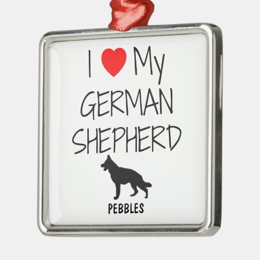 Custom Ik hou van mijn Duitse herder Metalen Ornament (Links)