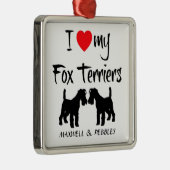Custom Ik hou van mijn Fox Terriers Metalen Ornament (Rechts)