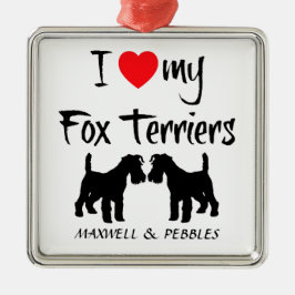 Custom Ik hou van mijn Fox Terriers Metalen Ornament