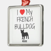 Custom Ik hou van mijn Franse buldog Metalen Ornament (Links)