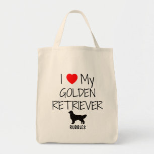 Custom Ik hou van mijn Golden Retriever Tote Bag