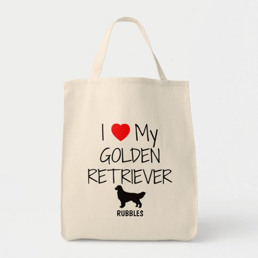 Custom Ik hou van mijn Golden Retriever Tote Bag (Voorkant)
