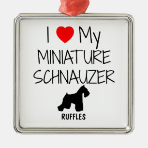 Custom Ik hou van mijn miniatuur Schnauzer Metalen Ornament