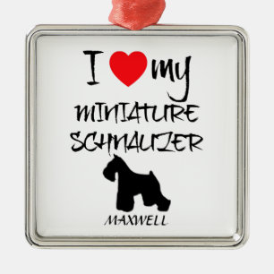 Custom Ik hou van mijn miniatuur Schnauzer Metalen Ornament