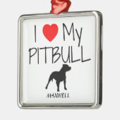 Custom Ik hou van mijn Pitbull Metalen Ornament (Links)