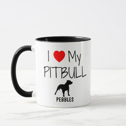 Custom Ik hou van mijn Pitbull Mok (Links)