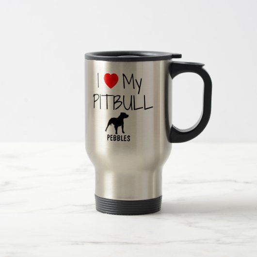 Custom Ik hou van mijn Pitbull Reisbeker (Rechts)