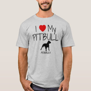 Custom Ik hou van mijn Pitbull T-shirt
