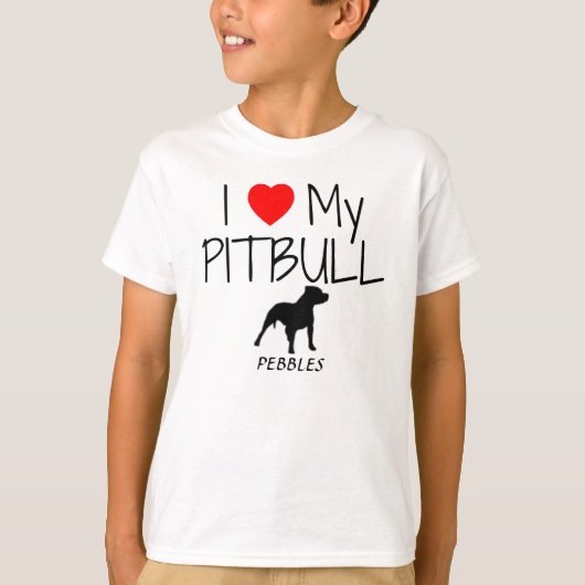 Custom Ik hou van mijn Pitbull T-shirt (Voorkant)