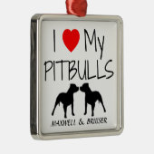 Custom Ik hou van mijn pitbulls Metalen Ornament (Rechts)