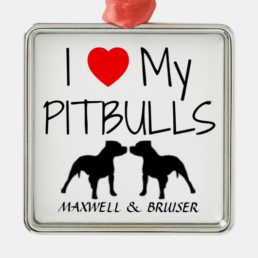 Custom Ik hou van mijn pitbulls Metalen Ornament (Voorkant)
