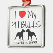 Custom Ik hou van mijn pitbulls Metalen Ornament (Links)