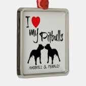 Custom Ik hou van mijn pitbulls Metalen Ornament (Rechts)