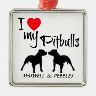 Custom Ik hou van mijn pitbulls Metalen Ornament