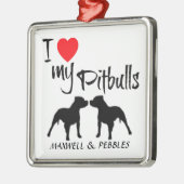 Custom Ik hou van mijn pitbulls Metalen Ornament (Links)