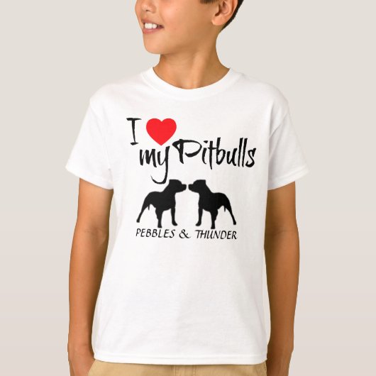 Custom Ik hou van mijn pitbulls T-shirt (Voorkant)