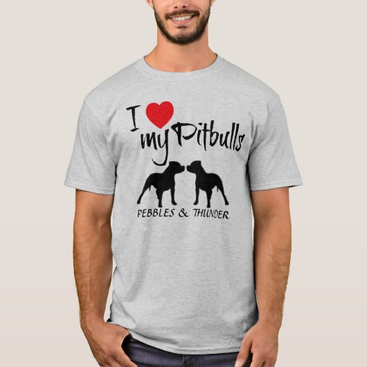 Custom Ik hou van mijn pitbulls T-shirt (Voorkant)