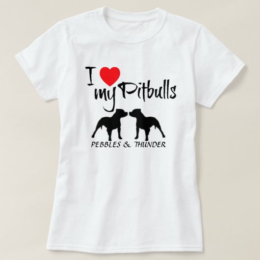 Custom Ik hou van mijn pitbulls T-shirt (Design voorkant)