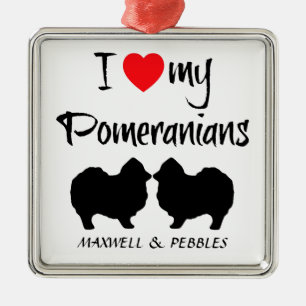 Custom Ik hou van mijn Pomeranians Metalen Ornament