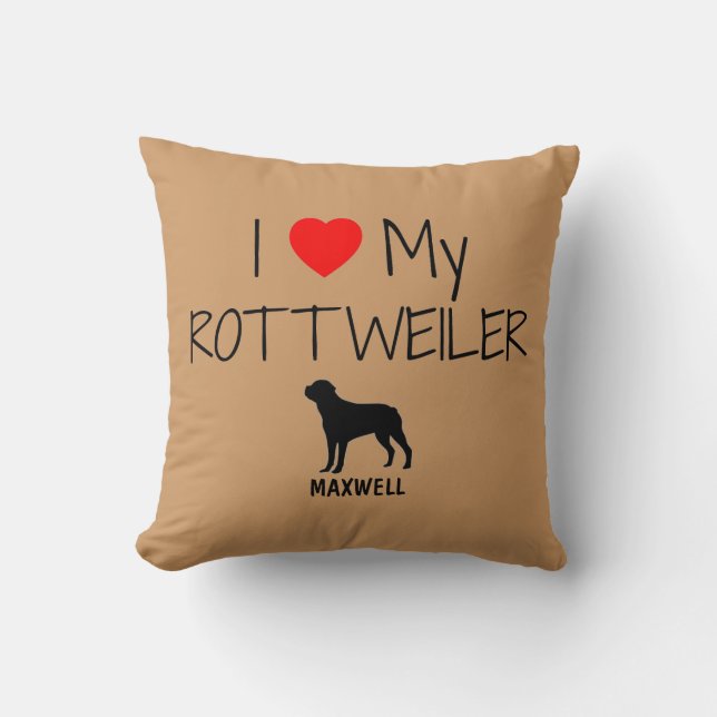 Custom Ik hou van mijn Rottweiler Kussen (Voorkant)