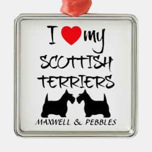 Custom Ik hou van mijn Schotse Terriers Metalen Ornament