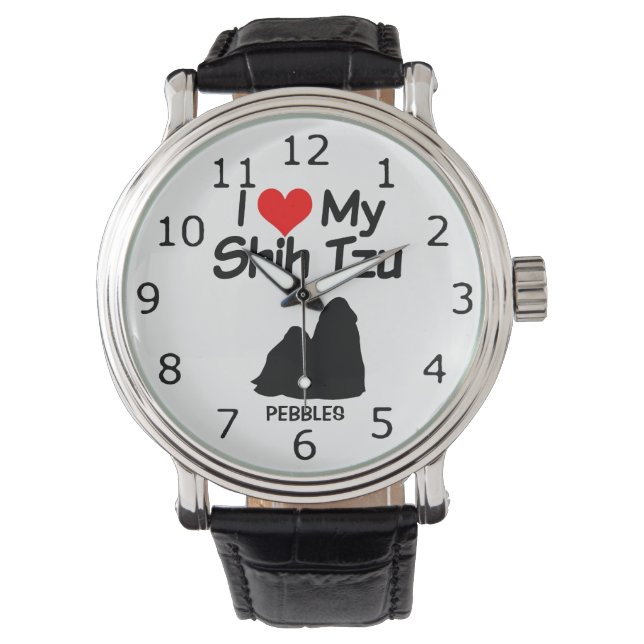 CUSTOM Ik hou van mijn shih tzu hond Horloge (Voorkant)